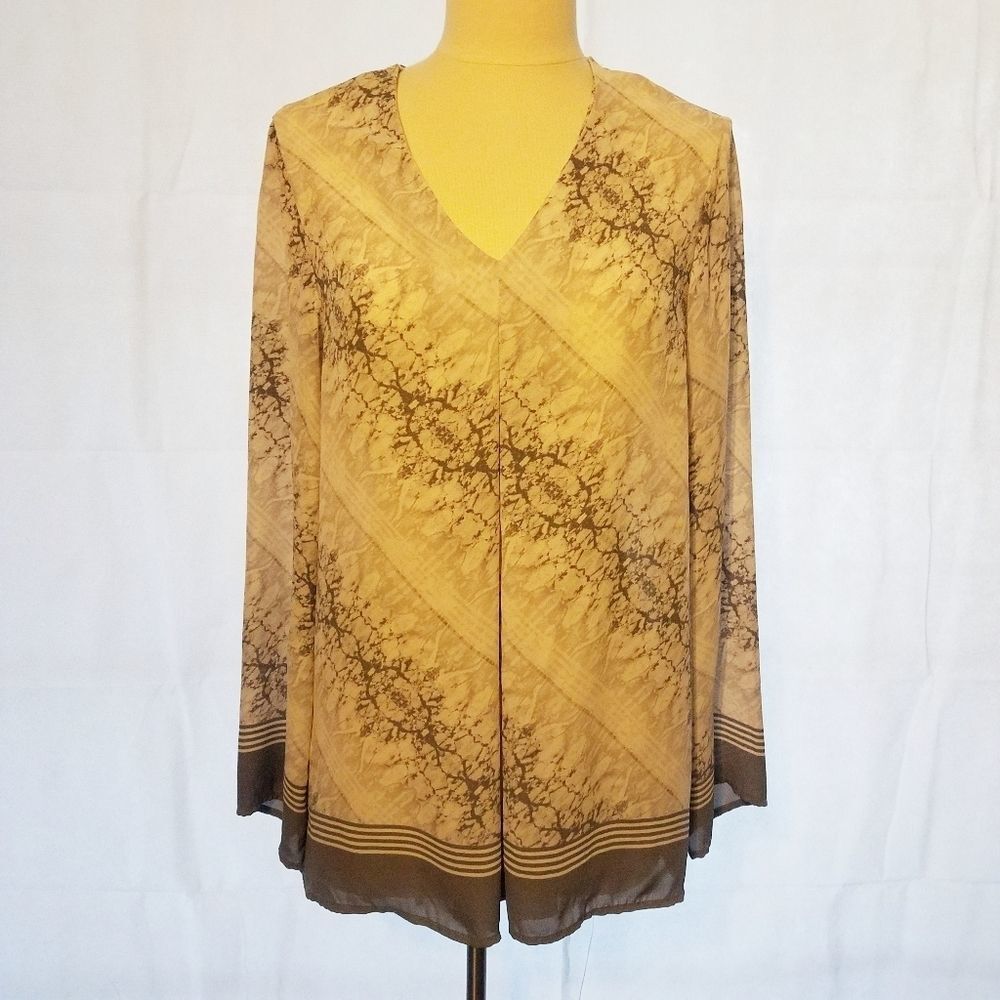 3/$15 Rose & Olive Gray/White Blouse Sz S